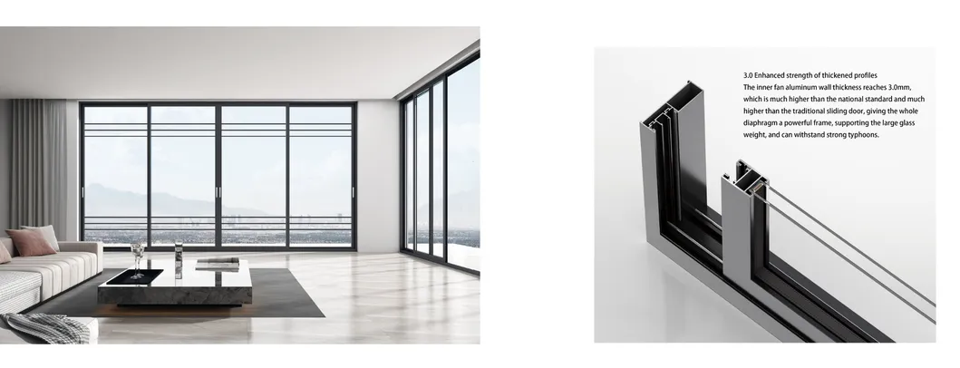 Şık Alüminyum Kaydırıcı Kapılar 2mm Yatay Açılış Çerçeve Kaydırıcı Cam Kapı 5
