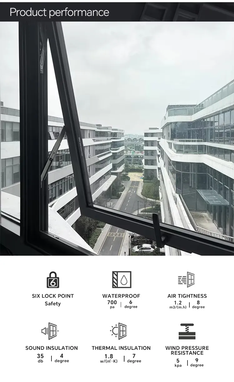 Modern Hava geçirmez Alt Çatlak Pencere Isı İzolasyon Evi Balkon için Alüminyum Pencereler 6