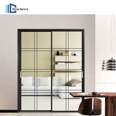 Ses geçirmez Şeffaf Tempered Glass Kaydırma Cam Kapılar Bifold Alüminyum Profili Cam Kapı